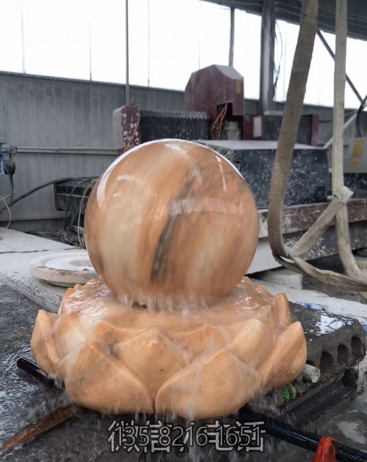 晚霞红风水球石雕