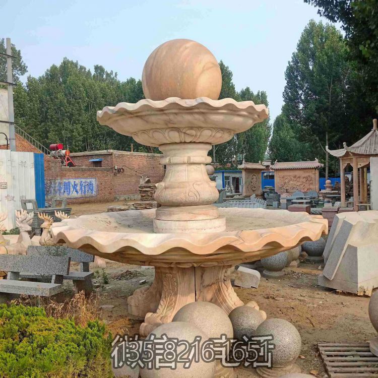 风水球石雕水钵