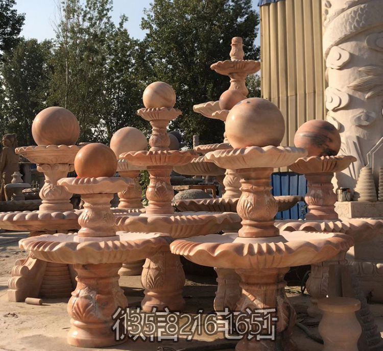 小型风水球石雕水钵摆件