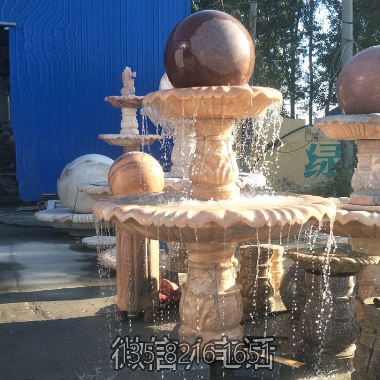 风水球石雕流水水钵