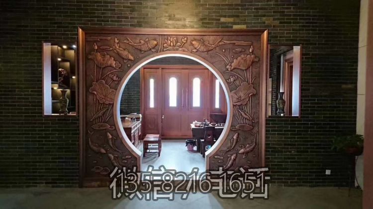 莲莲有鱼铜浮雕，室内装饰拱门浮雕画