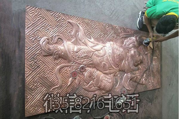 紫铜锻造门神浮雕