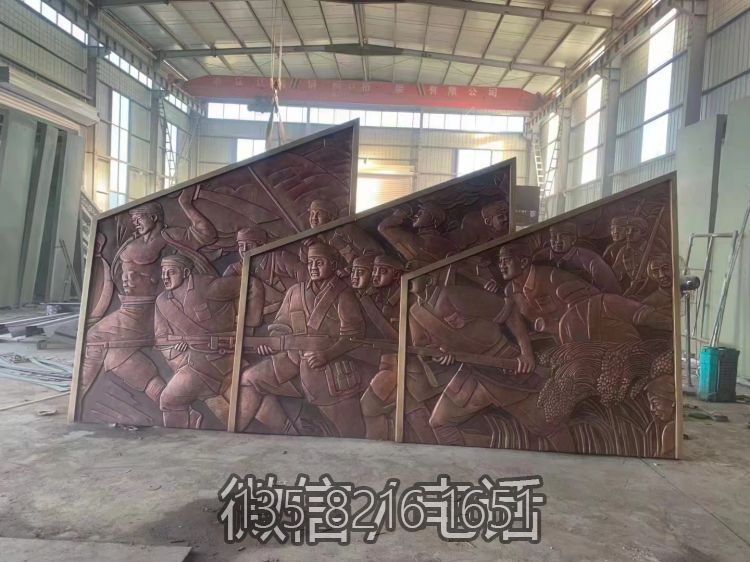 紫铜抗战主题人物浮雕