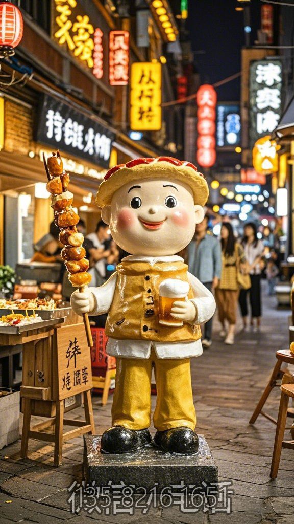 手拿啤酒和烤串的卡通小孩博鱼网页版