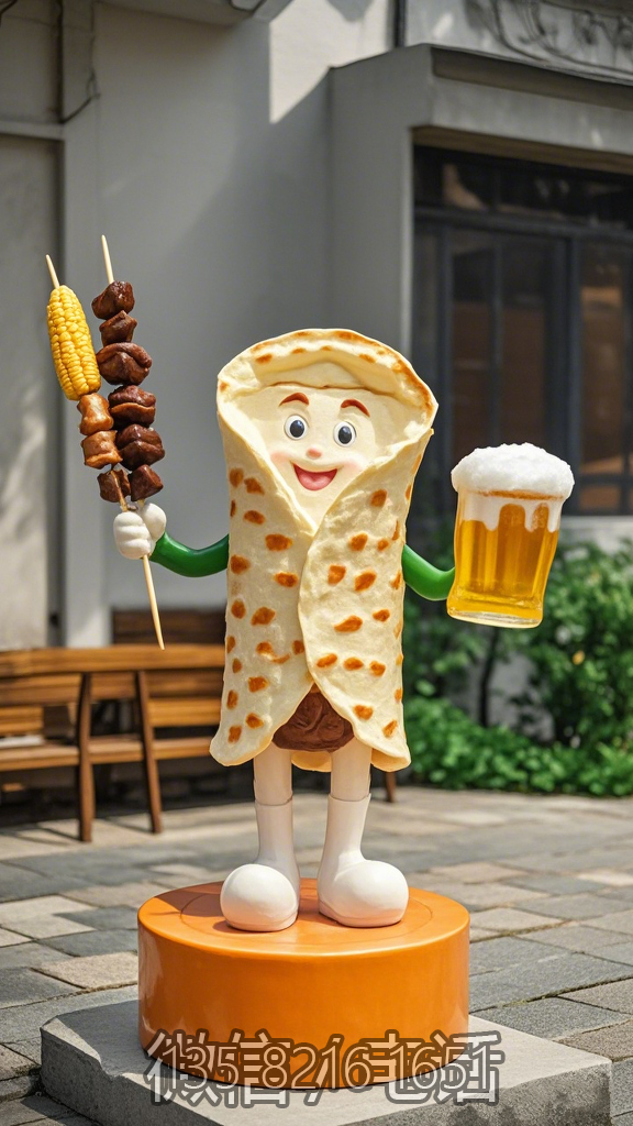 一手拿啤酒一手拿烤串的卡通卷饼博鱼网页版
