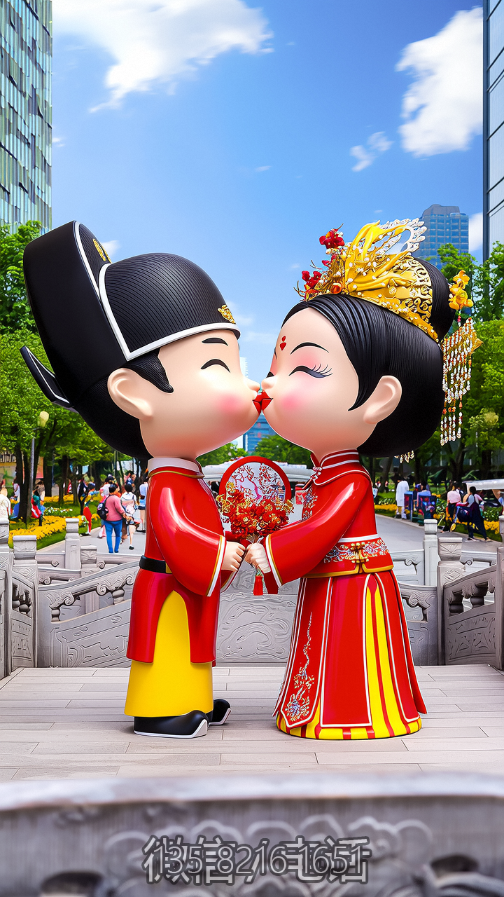 亲吻的新郎新娘彩绘古装人物博鱼网页版