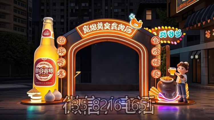 玻璃钢美食街发光门头造型博鱼网页版