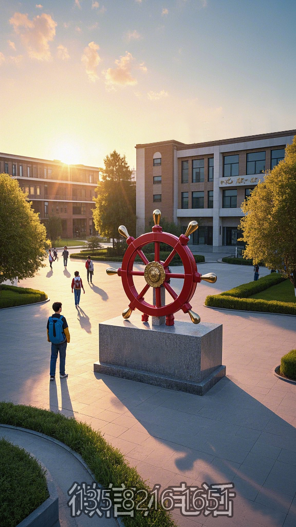 学校校园红色船舵不锈钢景观博鱼网页版