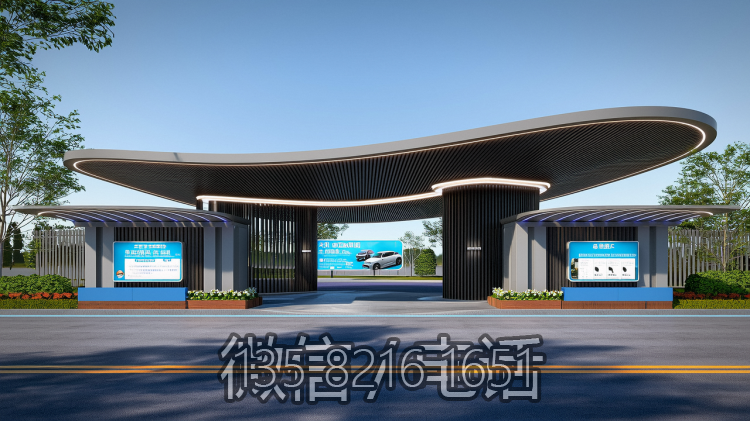 流线型不锈钢大门门头造型