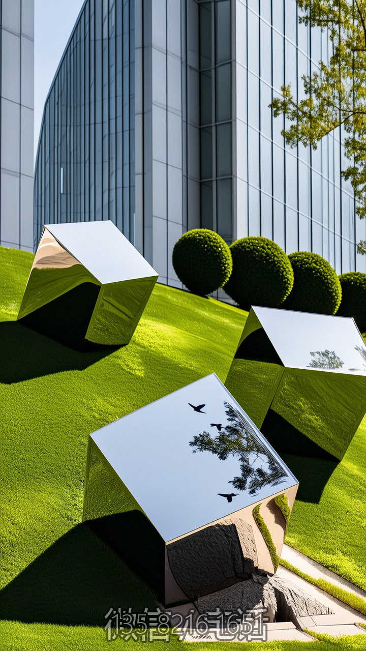 镜面不锈钢立方体博鱼网页版摆件