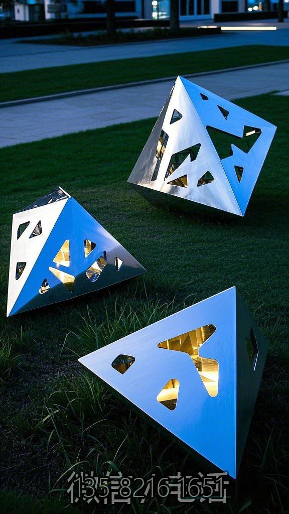 镜面镂空发光不锈钢几何石头博鱼网页版