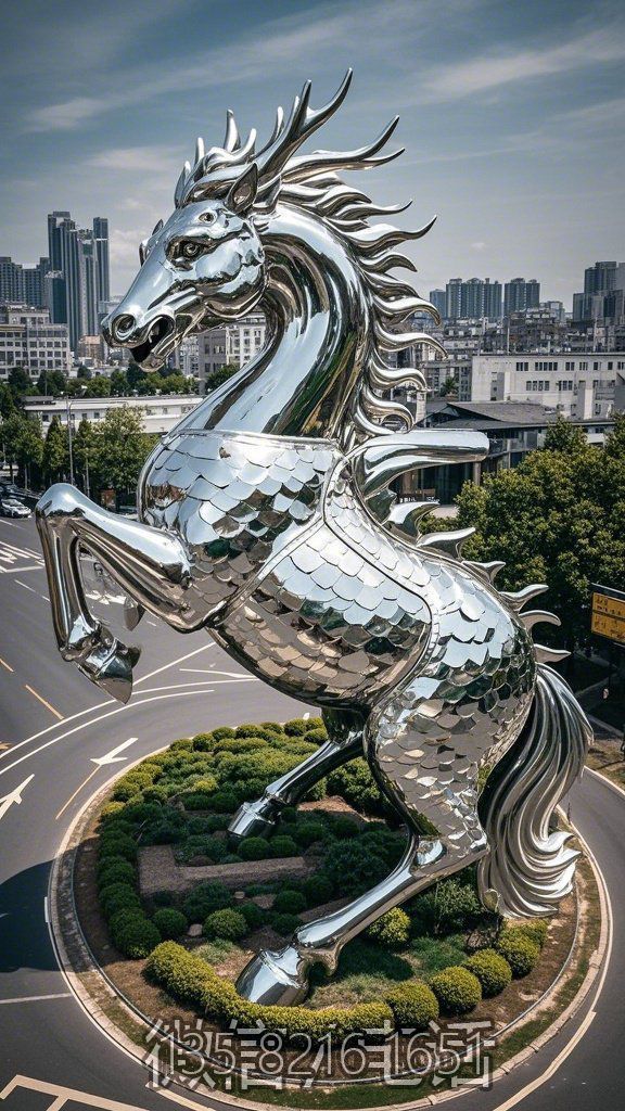 大型城市地标 不锈钢龙马景观大博鱼网页版