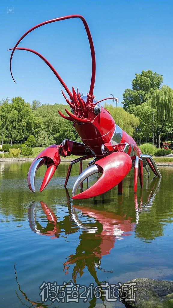 湖面创意不锈钢仿真龙虾博鱼网页版