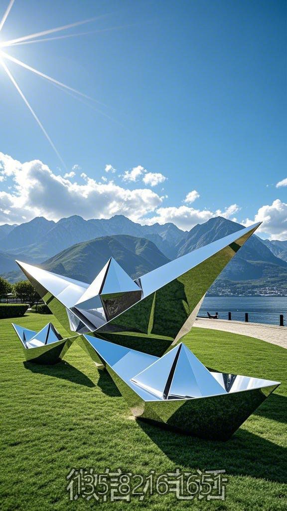 镜面不锈钢折纸小船博鱼网页版摆件