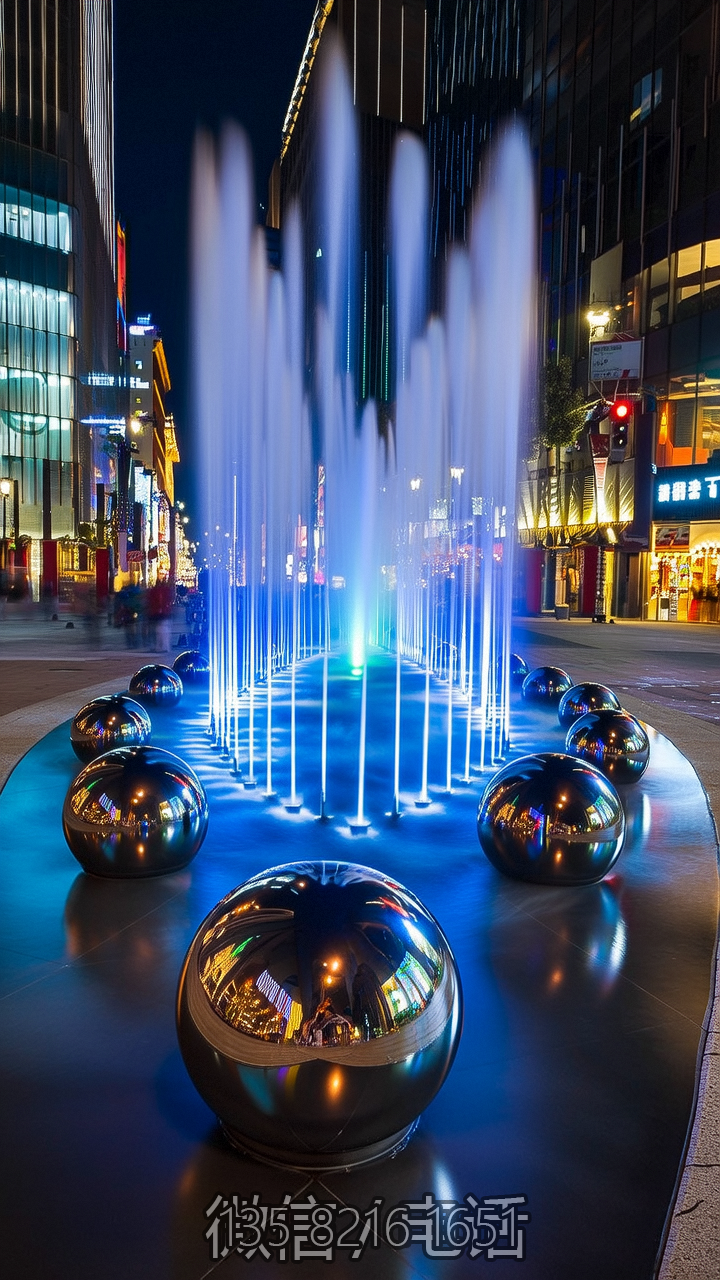 城市步行街水景喷泉装饰不锈钢镜面球体博鱼网页版