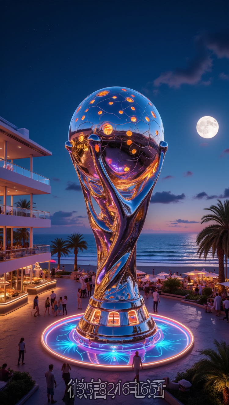 镜面不锈钢镂空发光世界杯景观博鱼网页版
