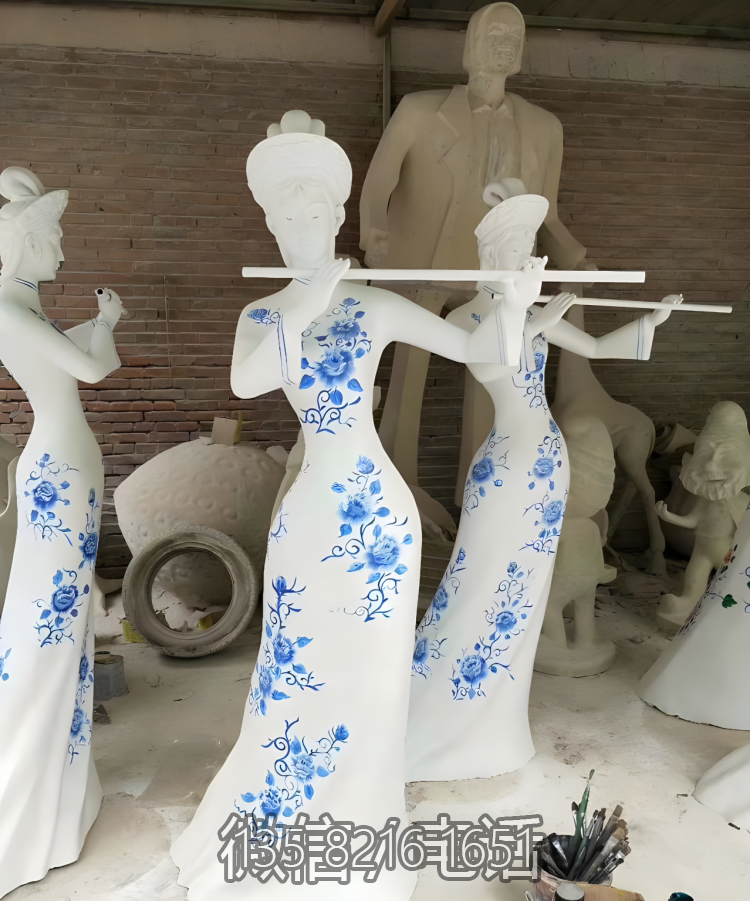 玻璃钢吹笛子的人物博鱼网页版公园景观摆件 