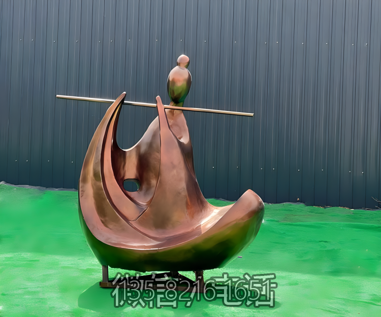 玻璃钢仿红铜创意吹笛子的抽象古代人物博鱼网页版