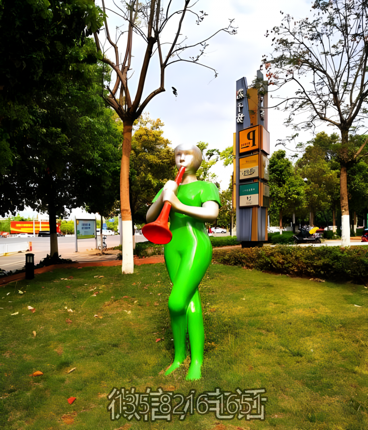 园林景观玻璃钢吹唢呐的抽象人物博鱼网页版