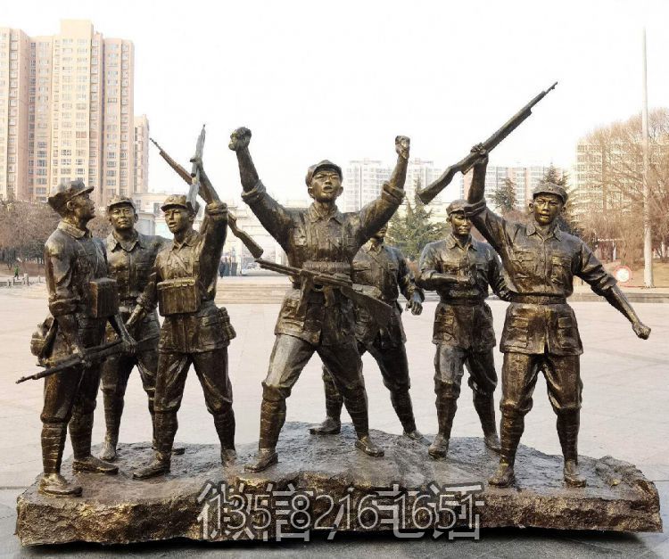 定制户外景观红色文化摆件玻璃钢仿铜红军人物博鱼网页版