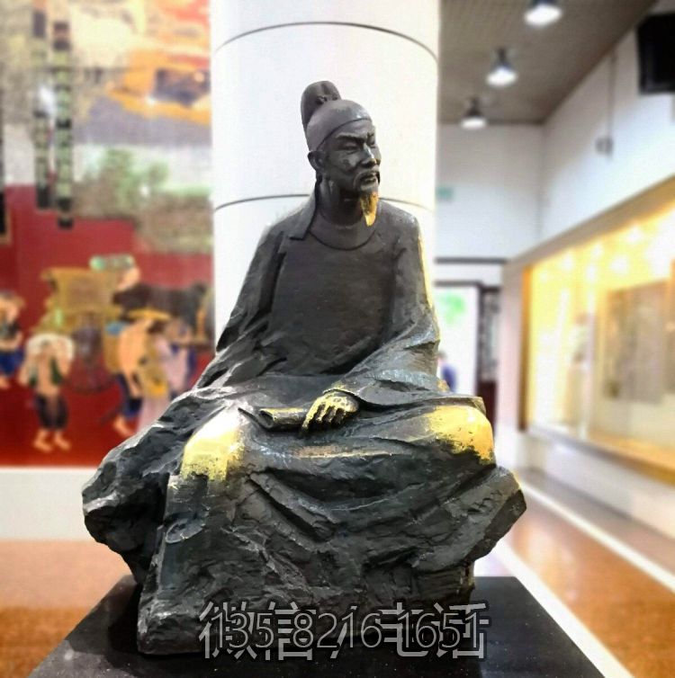 纪念馆名人摆件纯铜铸造白居易铜雕像
