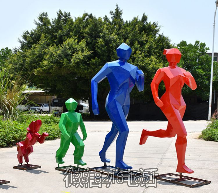 户外园林景观几何跑步人物玻璃钢博鱼网页版装饰摆件