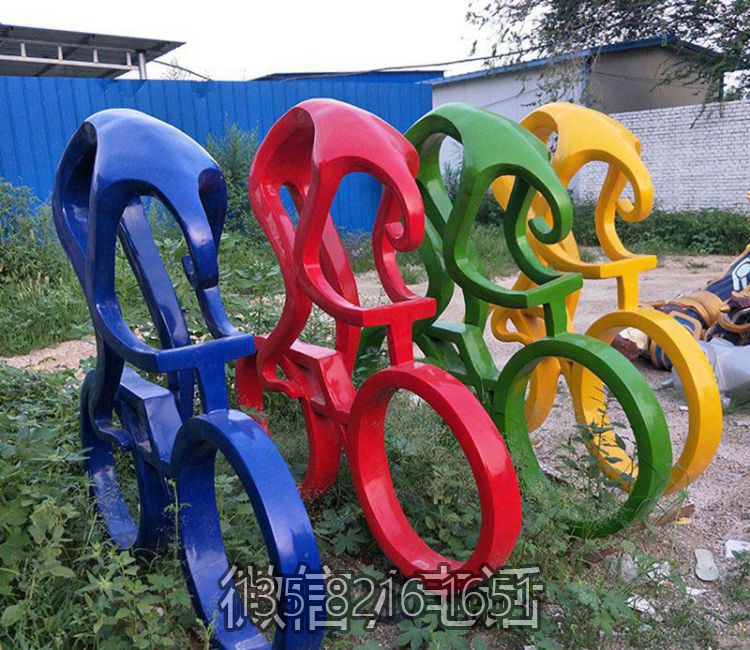 玻璃钢抽象骑自行车体育运动主题公园摆件博鱼网页版
