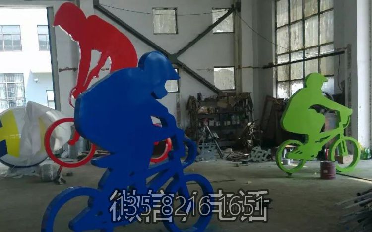 不锈钢剪影景观体育运动抽象骑自行车人物博鱼网页版