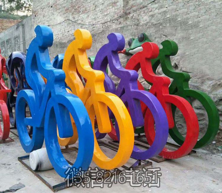 广场体育运动摆件不锈钢骑自行车抽象人物博鱼网页版