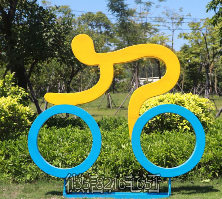 剪影自行车人物公园玻璃钢运动小品博鱼网页版