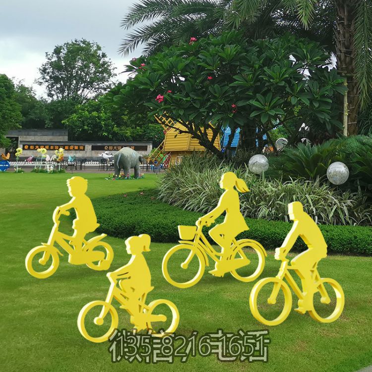 园林景观不锈钢摆件装饰广场骑自行车人物博鱼网页版