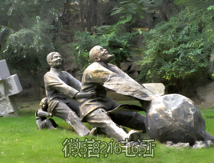 草坪景观摆件玻璃钢仿铜创意拔萝卜的人物博鱼网页版