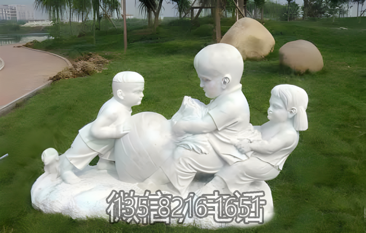童趣景观草坪摆件汉白玉石雕拔萝卜的小孩博鱼网页版