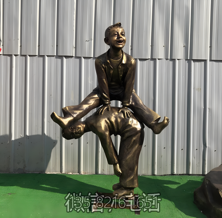 景点古镇创意玻璃钢仿铜跳山羊的儿童博鱼网页版摆件