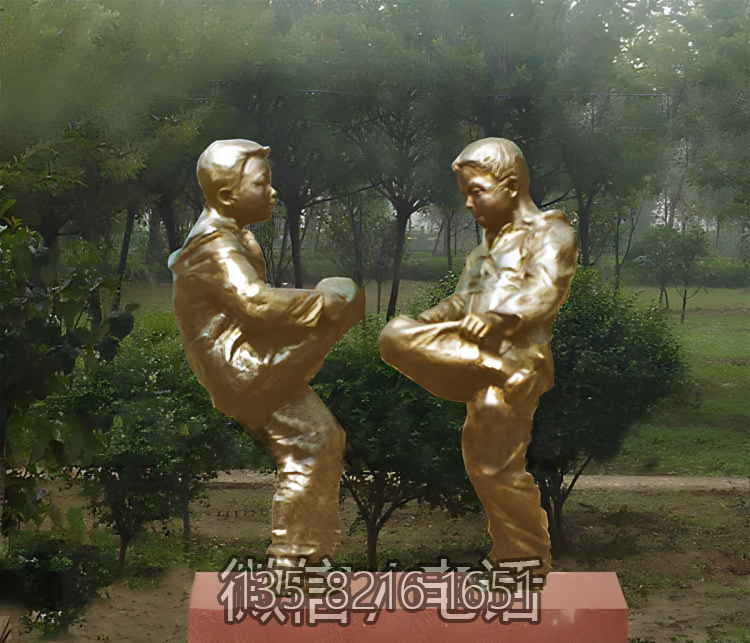 公园户外装饰景观摆件玻璃钢仿铜撞拐童趣博鱼网页版