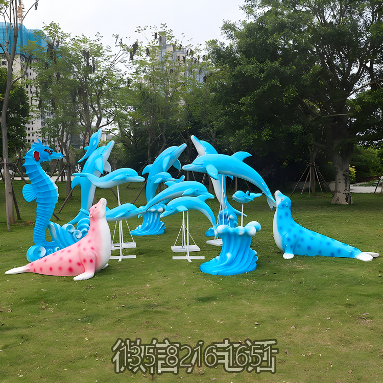 草坪美陈装饰摆件玻璃钢海洋动物海豚博鱼网页版 草坪美陈装饰摆件玻璃钢海洋动物海豚博鱼网页版