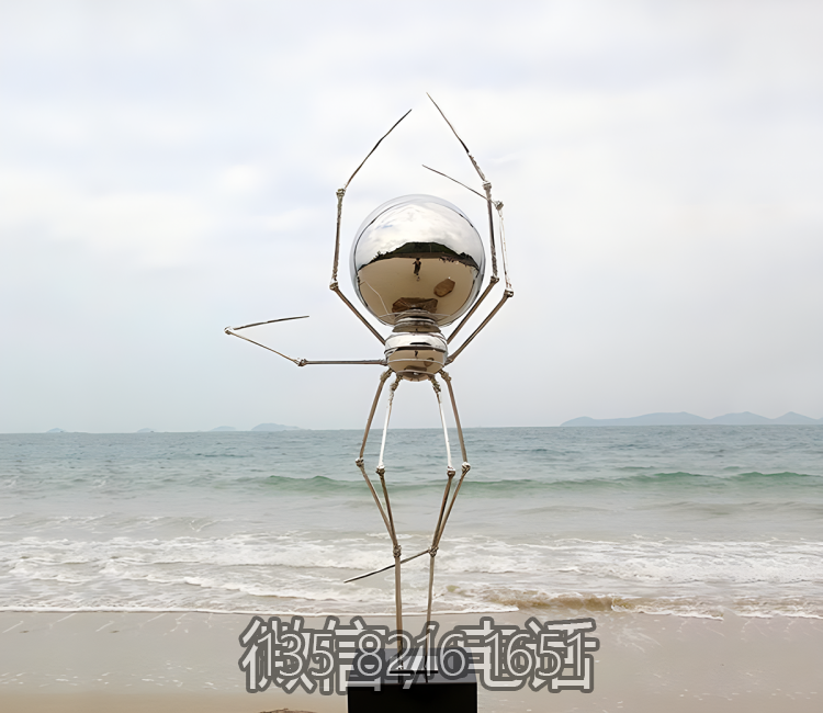 户外景观装饰品落地摆件不锈钢镜面抽象创意蜘蛛博鱼网页版