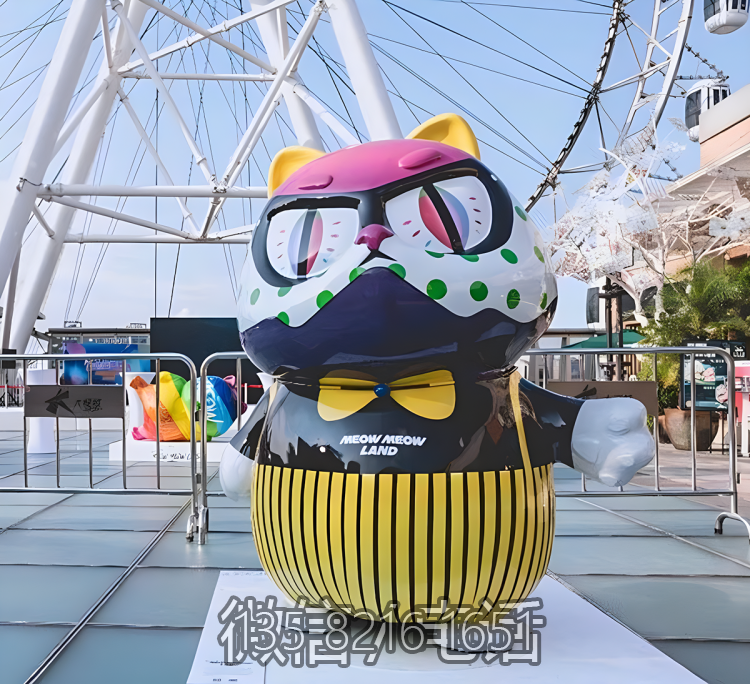 商业街广场美陈装饰品摆件玻璃钢彩绘创意动物景观猫博鱼网页版