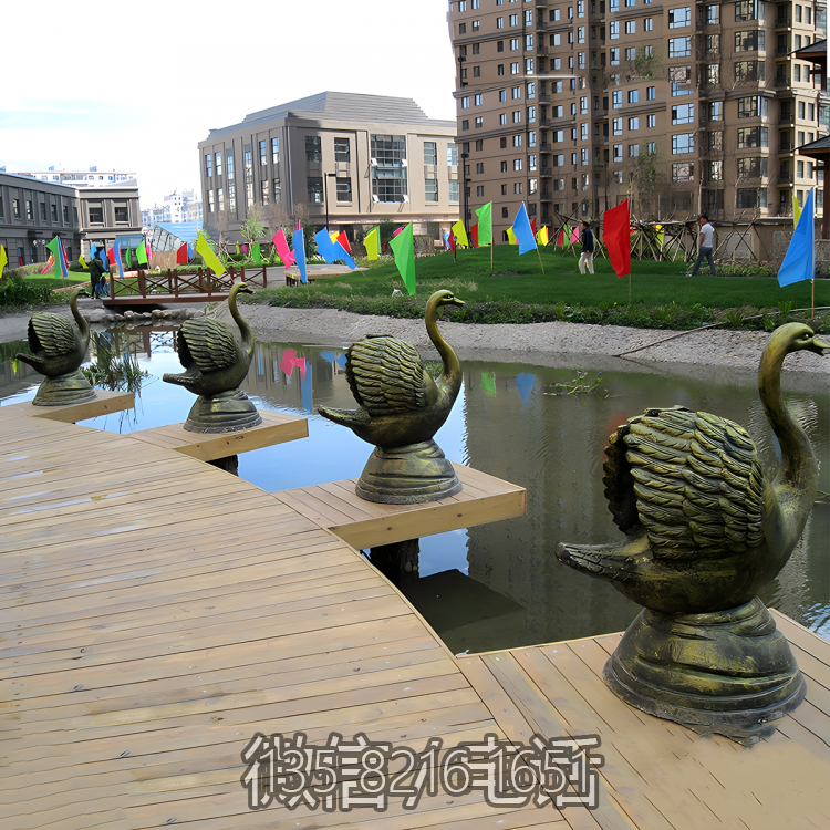 小区景观水景摆件玻璃钢仿铜 吐水喷水动物天鹅博鱼网页版