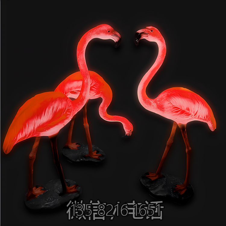 园林景观装饰摆件玻璃钢仿真照明亮化动物火烈鸟博鱼网页版