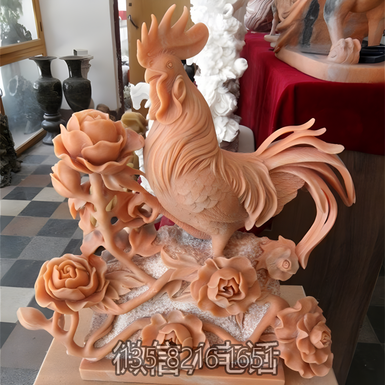 定制十二生肖动物浮雕创意家居摆件晚霞红景观大公鸡博鱼网页版