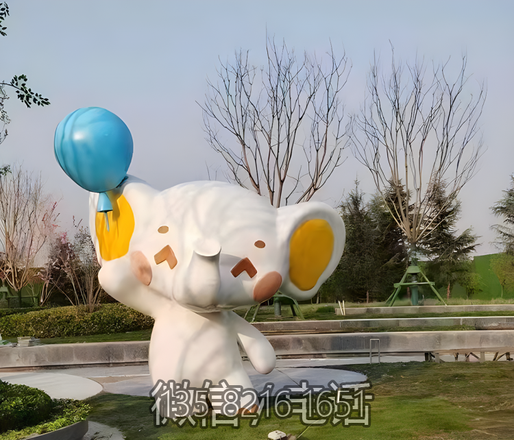 园林景观玻璃钢卡通动物景观摆件手拿气球的大象博鱼网页版