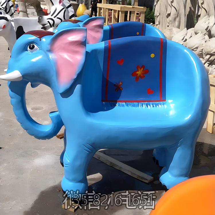 卡通休闲椅玻璃钢创意小象动物座椅商场美陈户外摆件