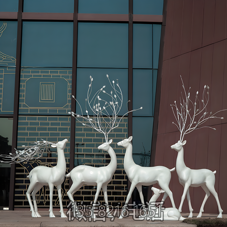酒店装饰景观组合小品动物摆件玻璃钢创意梅花鹿博鱼网页版