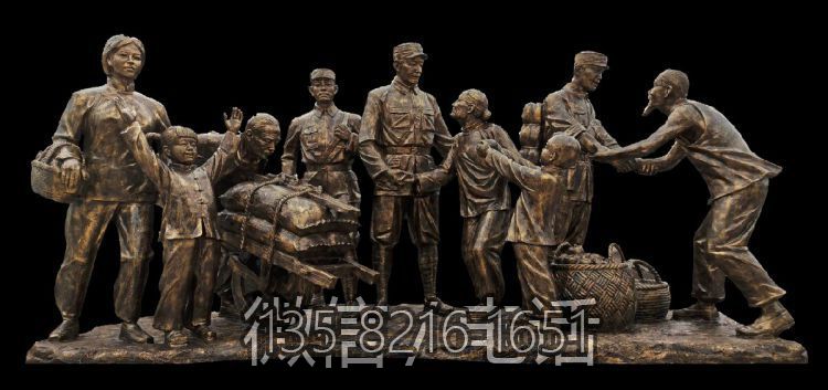 老乡送别八路军人物情景博鱼网页版铸铜人物群雕