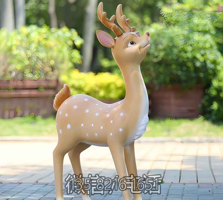 公园绿化动物景观摆件玻璃钢卡通动物摆件梅花鹿博鱼网页版