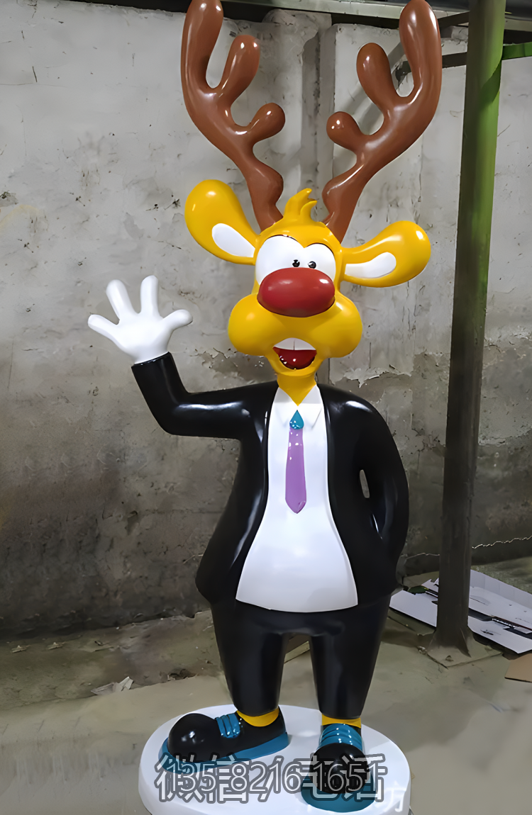 商场店铺玻璃钢树脂卡通动物景观摆件拟人创意梅花鹿博鱼网页版