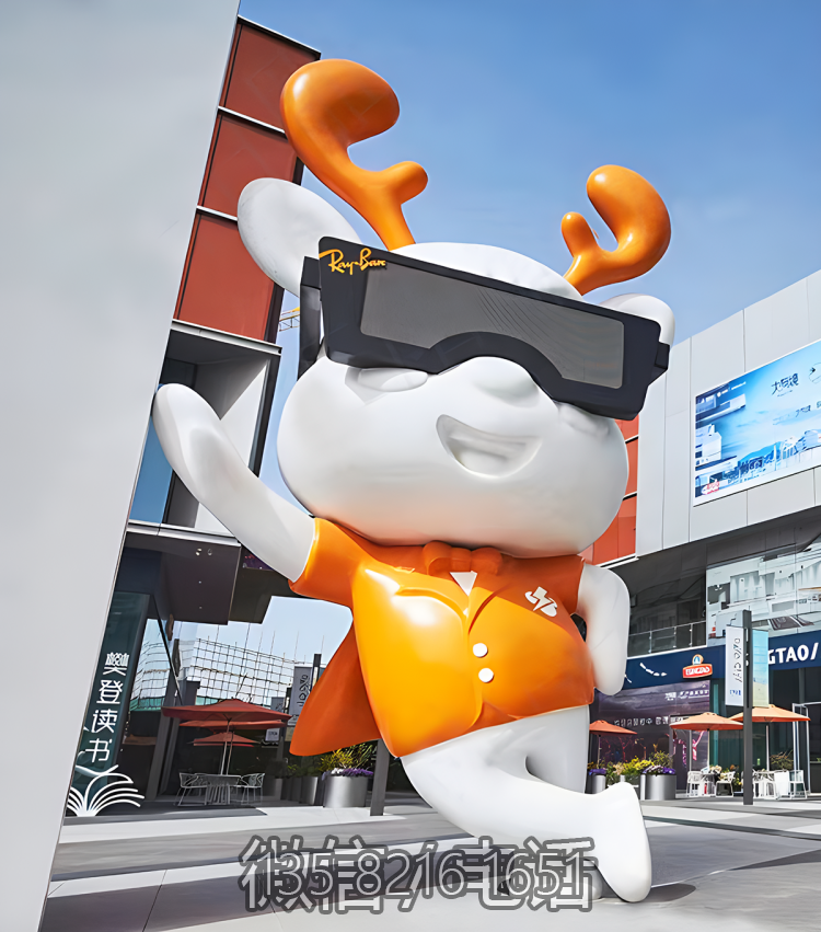 商业街大型动物景观装饰摆件玻璃钢卡通创意小鹿博鱼网页版