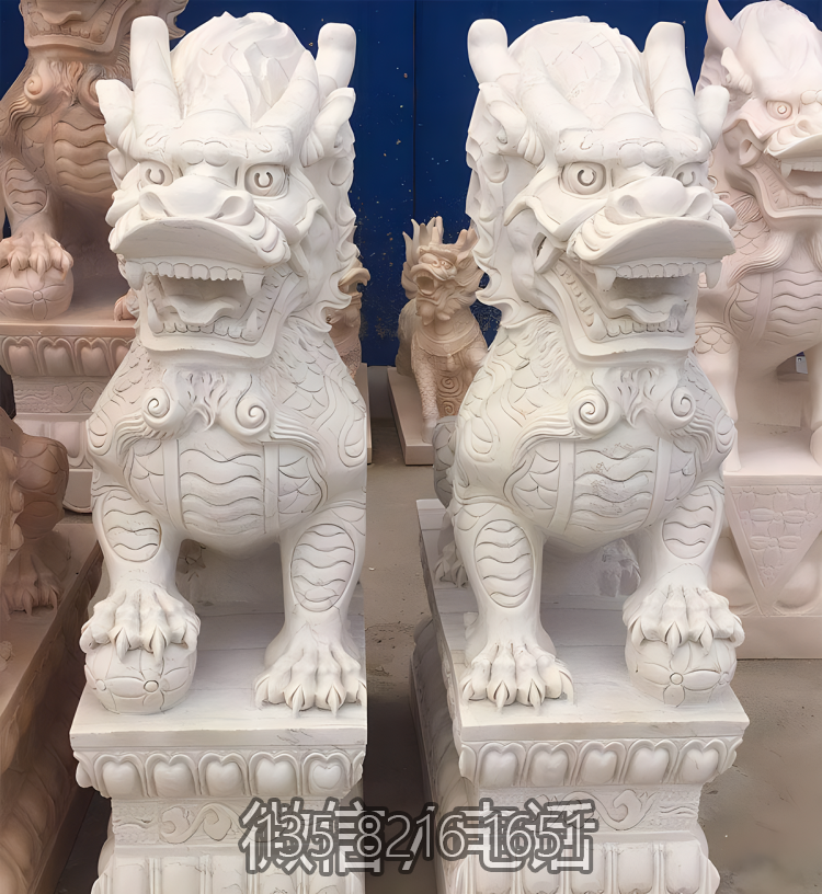 汉白玉石雕庭院别墅镇宅麒麟博鱼网页版