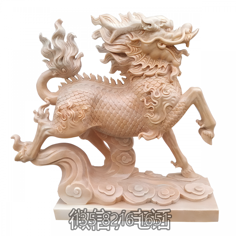 酒店景观园林户外晚霞红石雕动物神兽麒麟博鱼网页版